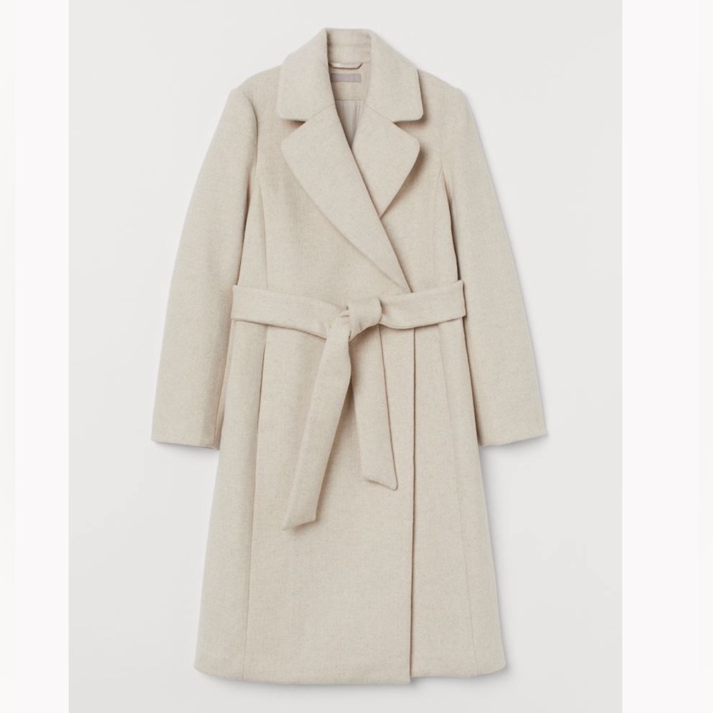 H&M Cream Wool Blend Coat New Without Tags